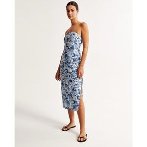 Abercrombie NWT Strapless Linen-Blend Midi Dress